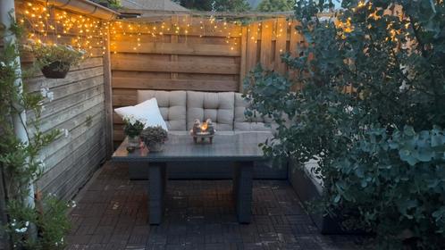 Ibiza lounge Wicker tuintafel met glasplaat, Tuin en Terras, Tuintafels, Zo goed als nieuw, Rechthoekig, Wicker, Ophalen of Verzenden