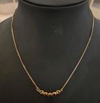 Vintage 14 karaats gouden ketting met Granaat tussenstuk, Sieraden, Tassen en Uiterlijk, Kettingen, Gebruikt, Ophalen of Verzenden