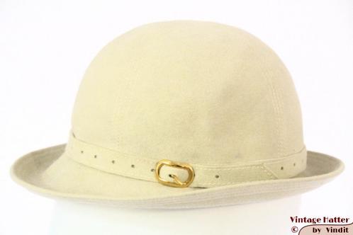 Vintage Dameshoed zacht groening wit vilt 53 = XXS, Kleding | Dames, Hoeden en Petten, Gedragen, Hoed, 55 cm (S, 6⅞ inch) of minder