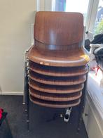 6 Originele stapelbare vintage Castelli vergaderstoelen, Huis en Inrichting, Stoelen, Ophalen, Gebruikt, Bruin, Modern