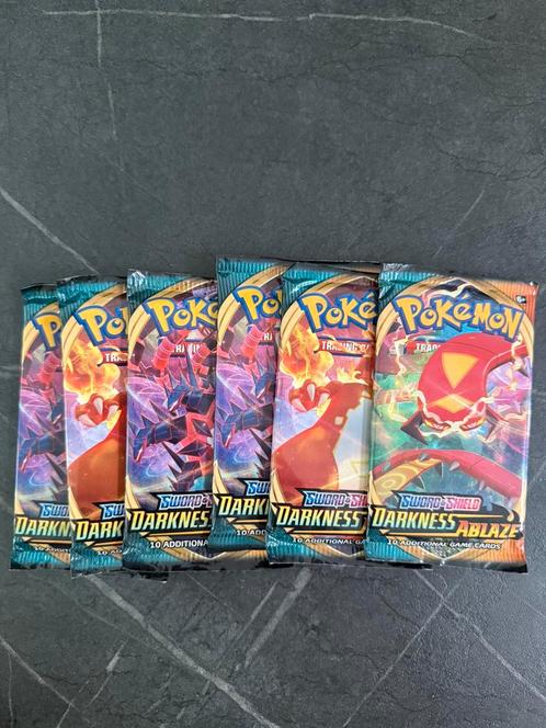 POKEMON - DARKNESS ABLAZE - 6x BOOSTERPACK, Hobby en Vrije tijd, Verzamelkaartspellen | Pokémon, Zo goed als nieuw, Booster, Ophalen of Verzenden