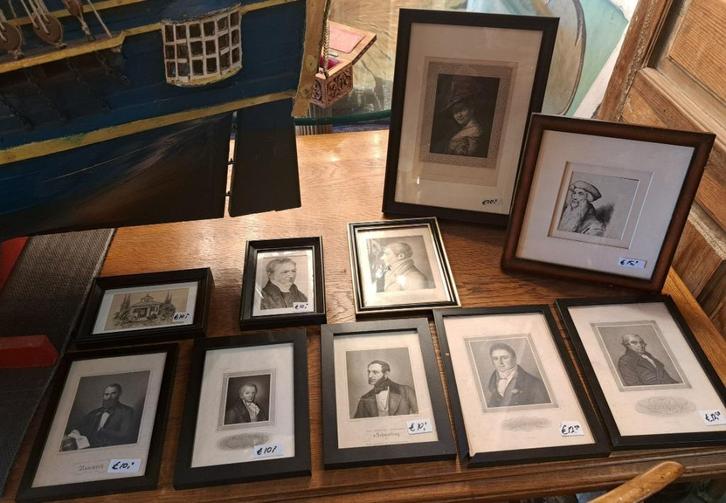 Oude prentjes in lijst oude voorstellingen top decoraties, Antiek en Kunst, Curiosa en Brocante, Ophalen