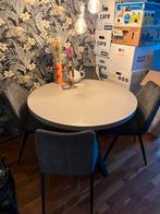 Ronde eettafel met 4 stoelen, Huis en Inrichting, Tafels | Eettafels, Ophalen, 100 tot 150 cm, Rond, Zo goed als nieuw