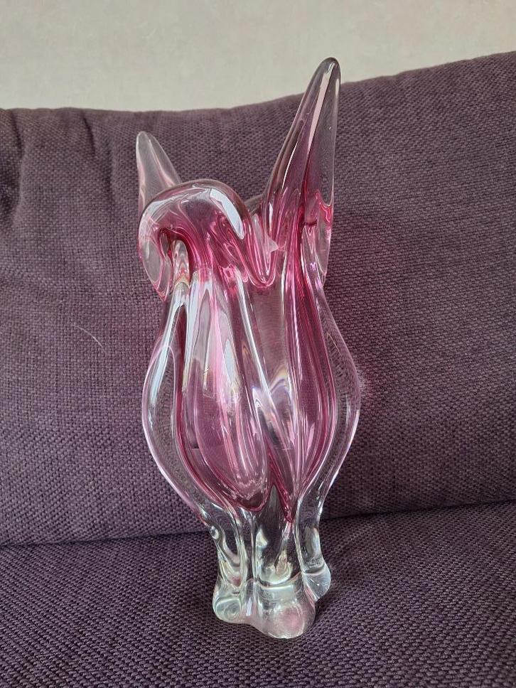 Vaas "Cathead" Josef Hospodka/ Chribska Glass 1960, Antiek en Kunst, Antiek | Glas en Kristal, Ophalen of Verzenden