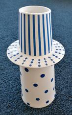 Moderne handgemaakte bloemenvaas (striped/polkadot) ZGAN., Huis en Inrichting, Blauw, Aardewerk of Porselein, Ophalen of Verzenden
