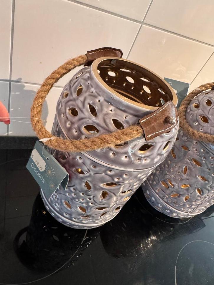 Decoris Windlichten / Lantaarns - Set van 2, Huis en Inrichting, Woonaccessoires | Kandelaars en Kaarsen, Nieuw, Kandelaar, Minder dan 25 cm