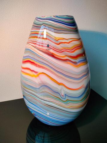 Italie Murano Vaas Zwaar Groot Helder Kleurrijk 1980 beschikbaar voor biedingen