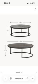 Set van 2 zwarte ronde bijzettafels, Ophalen, 50 tot 100 cm, Rond, Zo goed als nieuw