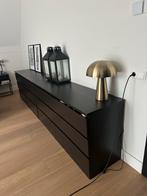 2x IKEA Malm Zwart Ladekast 160x48, Ophalen, Overige materialen, Gebruikt, 150 tot 200 cm