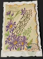 fr 1920 papercard raam doorkijk bloemen gedicht zilver, Verzenden, Voor 1920, Gelopen, Overige thema's