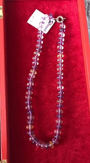 Ametrien paarse kralen necklace ketting collier 46 cm 8 mm beschikbaar voor biedingen