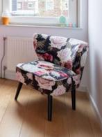 Fauteuil/stoel velvet zwart met rozen motief, Huis en Inrichting, Fauteuils, Minder dan 75 cm, Minder dan 50 cm, Gebruikt, Stof