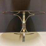 Jaren 60 70 vintage driepoot chroom en rookglas salontafel, Huis en Inrichting, Tafels | Salontafels, Ophalen, Gebruikt, 50 tot 100 cm