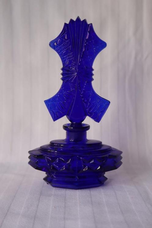Vintage Czech Republic cobalt blauw parfumflesje, Antiek en Kunst, Antiek | Glas en Kristal, Ophalen of Verzenden