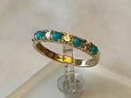Gouden ring Turkoois en Saffier, Sieraden, Tassen en Uiterlijk, Ringen, Met edelsteen, Dame, Goud, Verzenden