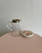 vintage kannetje van kristalglas met ingeslepen ruitpatroon, Ophalen of Verzenden