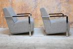 ZGANieuw! 2 Harvink Alowa designfauteuils in grijze stof, Harvink, Metaal, Harvink, Design