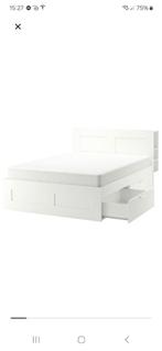 IKEA Brimnes bed 140200 met hoofdbord, Huis en Inrichting, Slaapkamer | Bedden, Ophalen, Gebruikt, Wit, Tweepersoons