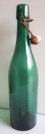 Bierfles blauw groen - met opschrift - Adv S 040, Ophalen of Verzenden