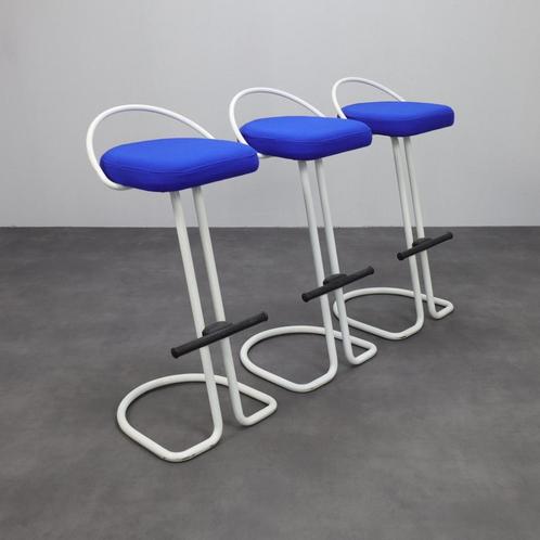 Set of 3 Postmodern Bar Stools, 1980s, Huis en Inrichting, Barkrukken, Gebruikt, 60 tot 90 cm, Metaal, 3 krukken, Met voetsteun