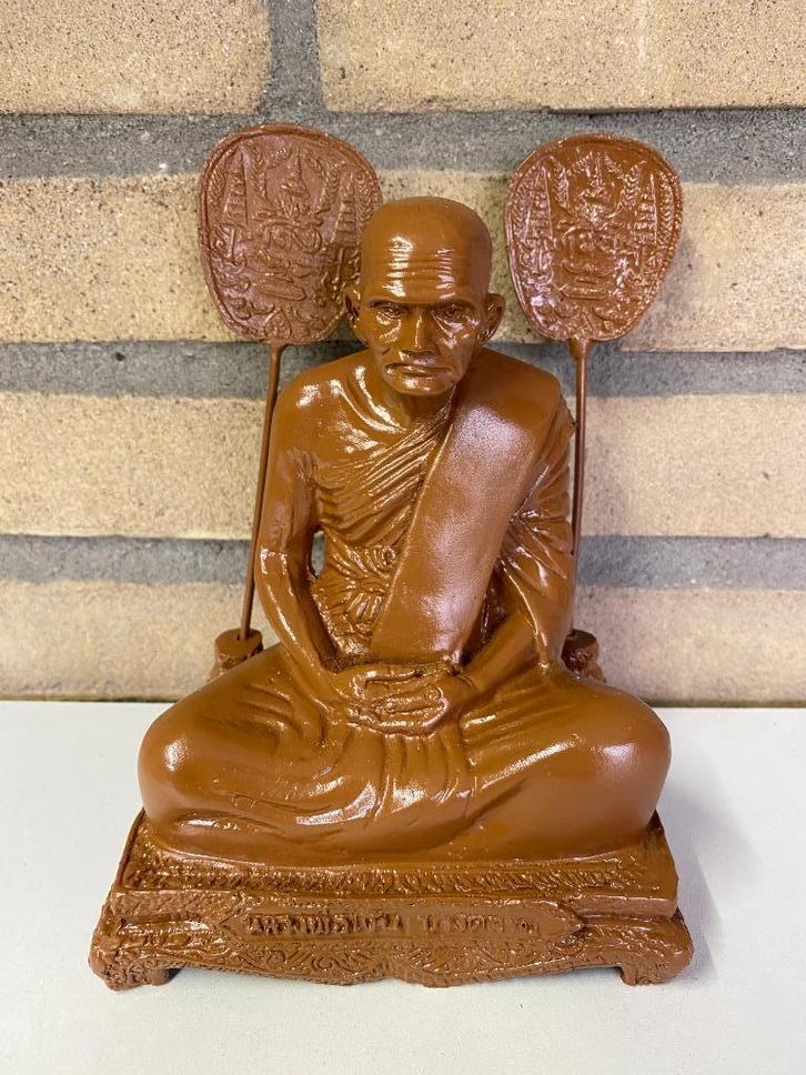 Bijzonder bronzen monnik beeld Luang Pho Ngern Thailand, Antiek en Kunst, Kunst | Beelden en Houtsnijwerken, Ophalen of Verzenden