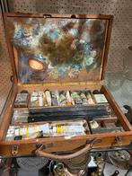 Antieke schilderskist met palet en verf, Antiek en Kunst, Ophalen of Verzenden
