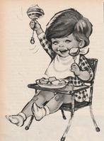 Retro reclame 1964 Calvé pindakaas jongetje kinderstoel, Verzamelen, Retro, Verzenden, Overige typen