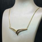 14 karaat gouden ketting collier diamant briljant bezet, Ophalen of Verzenden, Nieuw, Goud