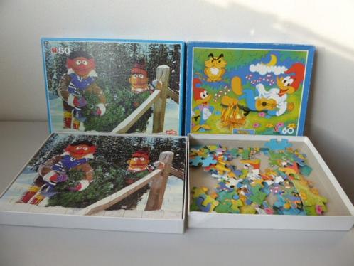 set puzzels Bert en Ernie en Woody Woodpecker, Kinderen en Baby's, Speelgoed | Kinderpuzzels, Zo goed als nieuw, Meer dan 50 stukjes