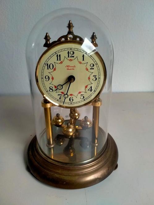 Vintage klok - stolpklok Hermle Germany - tafelklok - goud, Antiek en Kunst, Antiek | Klokken, Ophalen of Verzenden