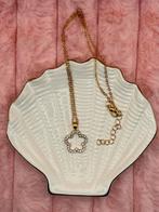 Ketting goudkleurige klaver bloem met strass, Overige materialen, Nieuw, Ophalen of Verzenden, Goud