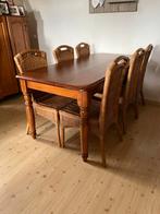 Grenen Tafel + 6 Stoelen, Huis en Inrichting, Ophalen, Gebruikt, 100 tot 150 cm, Vijf personen of meer