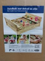 Houten zandbak met deksel en zitje, nieuw in doos., Kinderen en Baby's, Speelgoed | Buiten | Zandbakken, Ophalen, Nieuw