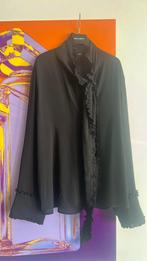Prachtige zwarte blouse tuniek top ruffles sjaal kraag 38 40, Ophalen of Verzenden, Nieuw, Maat 38/40 (M), Zwart