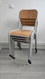 Franse schoolstoelen, Huis en Inrichting, Stoelen, Ophalen, Gebruikt, Bruin, Vier