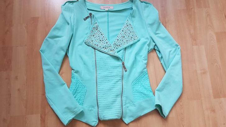 Mooi Jasje Mint Groen/Blauw Kleur Giorgia, Kleding | Dames, Jasjes, Kostuums en Pakken, Zo goed als nieuw, Jasje, Maat 38/40 (M)