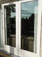 Dubbele Hardhouten Terrasdeuren met dubbele beglazing, Overige typen, Zo goed als nieuw, Inclusief glas, 225 cm of meer