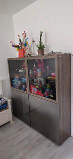 Donker bruin inrichting, Huis en Inrichting, Kasten | Vitrinekasten, Ophalen, Gebruikt, Minder dan 100 cm, 25 tot 50 cm