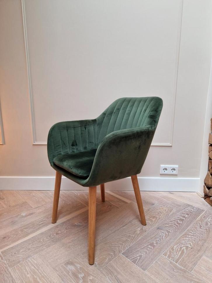 Eetkamerstoelen groen fluweel 6 stuks, Huis en Inrichting, Fauteuils, 50 tot 75 cm, Minder dan 75 cm, Ophalen