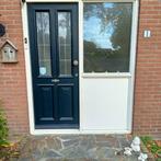 Merbau voordeur met glas in lood en 3-punts sluiting, Doe-het-zelf en Verbouw, Deuren en Horren, Ophalen