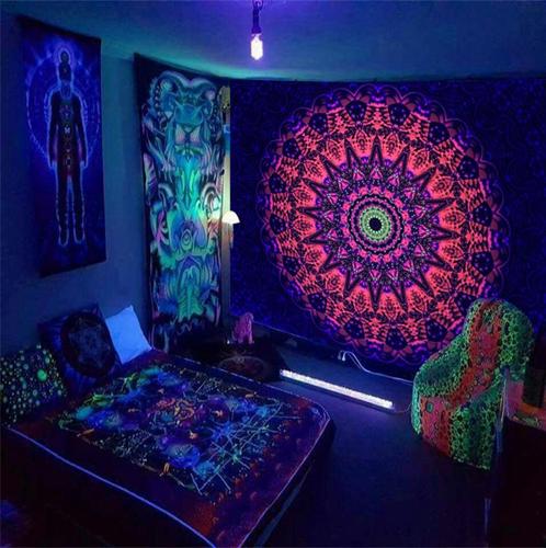 Mandala Glow In The Dark Wandkleed 3D Wand Kleed Lichtgevend, Huis en Inrichting, Stoffering | Tapijten en Kleden, Nieuw, Rechthoekig