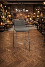 Barkruk Verona 75 cm - Lichtgrijs Wolvilt - Chroom onderstel, Ophalen, 5 krukken of meer, Met voetsteun, 60 tot 90 cm