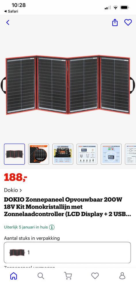 Dokio zonnepanelen 200 Watt, Caravans en Kamperen, Camper-accessoires, Nieuw, Ophalen