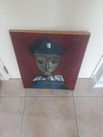 Modern schilderij blauwe heer pierrot olieverf cassanello 63, Antiek en Kunst, Ophalen