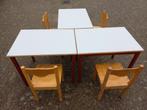 3 schooltafeltjes met 4 stoeltjes, Ophalen, Gebruikt, Tafel(s) en Stoel(en)