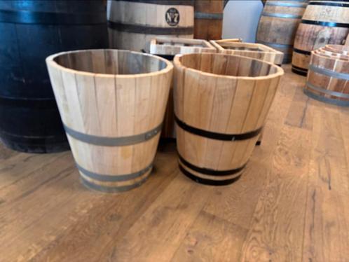 Kastanje houten bloembak, Tuin en Terras, Bloembakken en Plantenbakken, Nieuw, Hout, Minder dan 60 cm, Rond, Ophalen