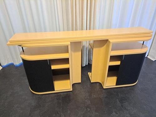 Auping Auronde achterwand pastel geel, roldeurtjes zwart, Huis en Inrichting, Slaapkamer | Nachtkastjes, Gebruikt, 55 tot 70 cm