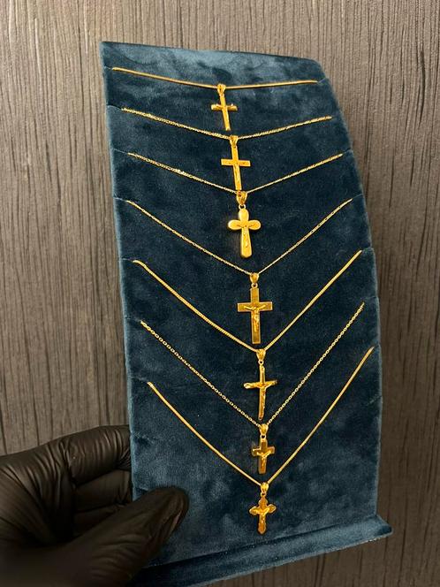 21 karaat gouden kettingen met kruizen, Sieraden, Tassen en Uiterlijk, Kettingen, Nieuw, Goud, Ophalen of Verzenden