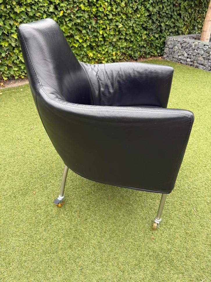 4x Bert Plantagie eetkamerstoelen, Huis en Inrichting, Stoelen, Zo goed als nieuw, Vier, Leer, Zwart, Ophalen