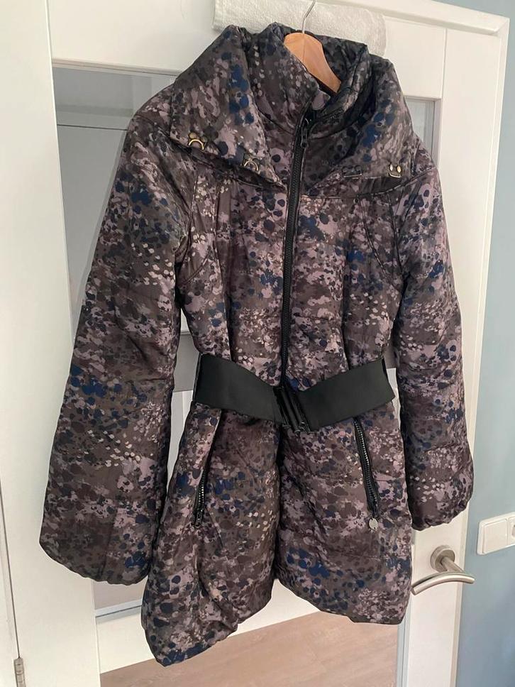 Gevoerde winterjas met riem, Kleding | Dames, Jassen | Winter, Gedragen, Maat 34 (XS) of kleiner, Blauw, Ophalen of Verzenden